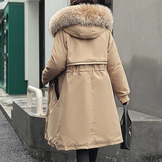 Parka da donna con cappuccio e collo in pelliccia