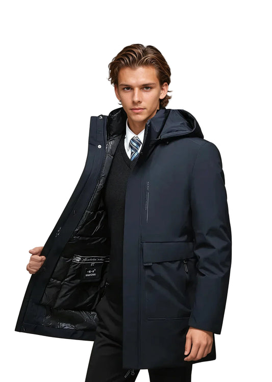 Parka Invernale da Uomo con Cappuccio e Tasche