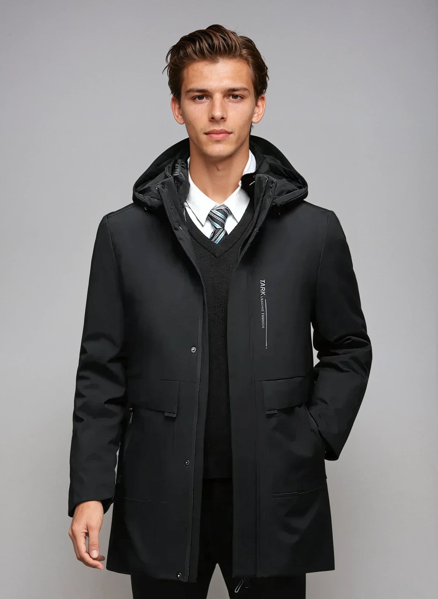 Parka Invernale da Uomo con Cappuccio e Tasche
