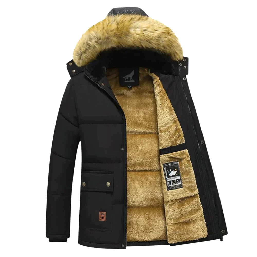 Parka invernale da uomo con cappuccio staccabile