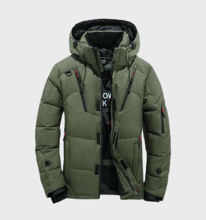 Parka invernale fortemente imbottito, impermeabile e antivento