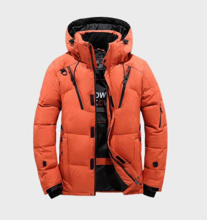 Parka invernale fortemente imbottito, impermeabile e antivento