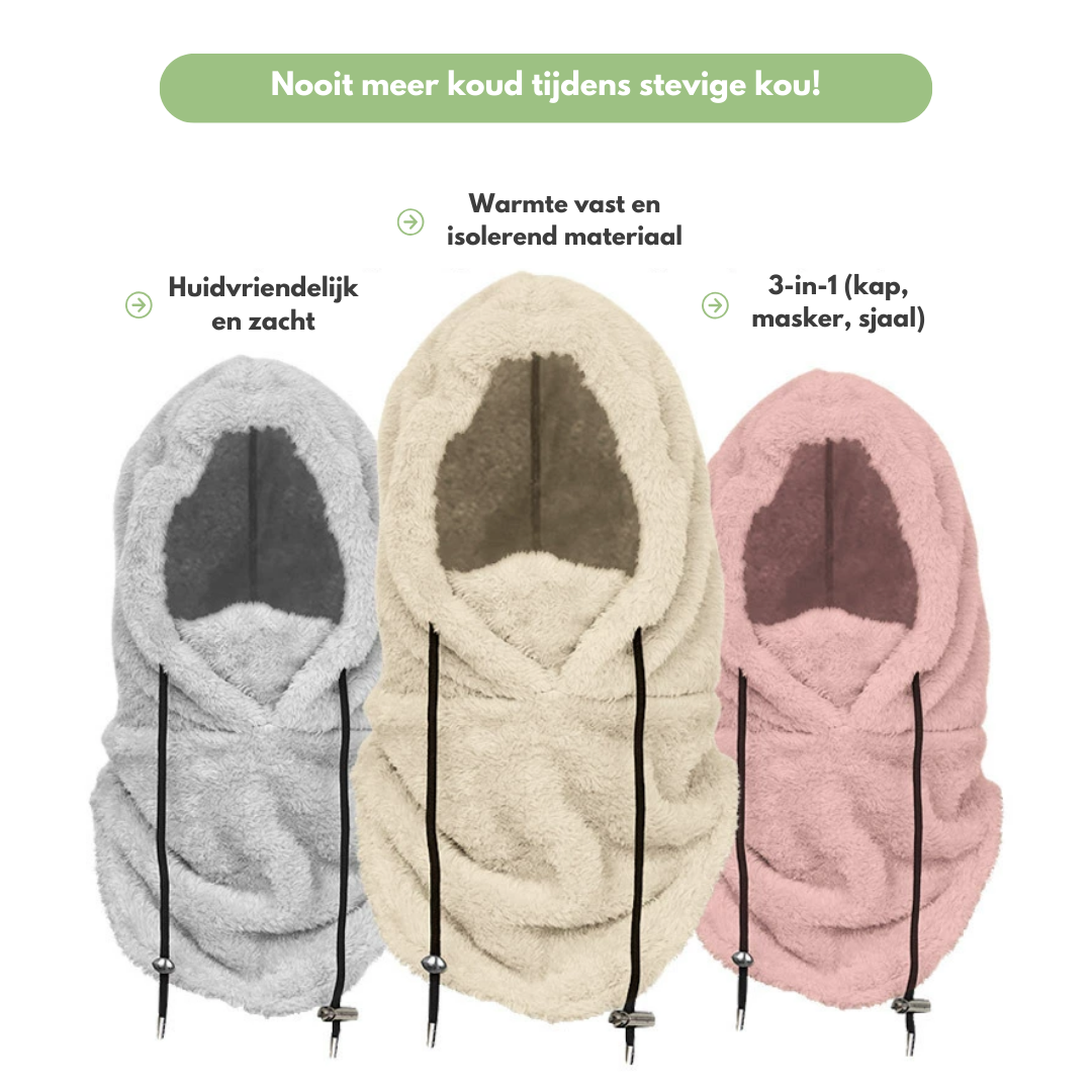 Passamontagna con cappuccio in fleece sherpa | Fleece polare per protezione invernale e da sci