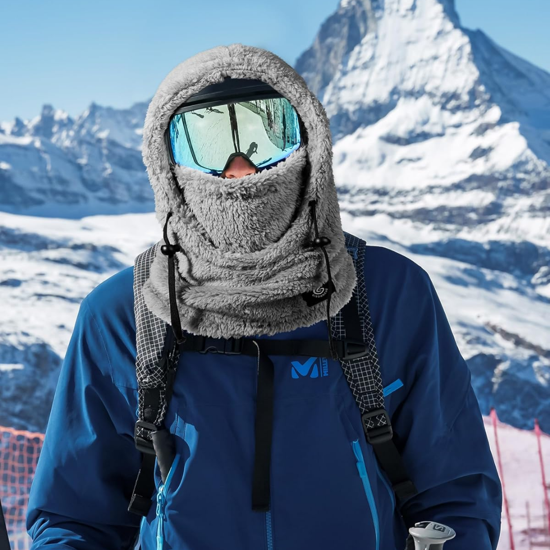 Passamontagna con cappuccio in fleece sherpa | Fleece polare per protezione invernale e da sci