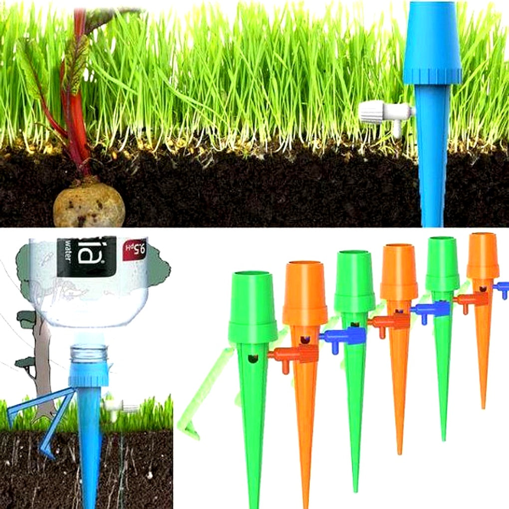 Picchetti di Irrigazione Automatica per Piante (Confezione da 12) – Supporto da Giardinaggio a Flusso Regolabile