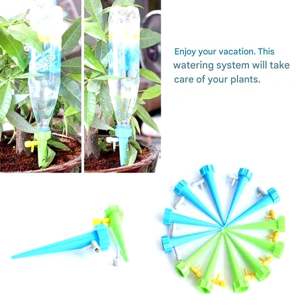 Picchetti di Irrigazione Automatica per Piante (Confezione da 12) – Supporto da Giardinaggio a Flusso Regolabile