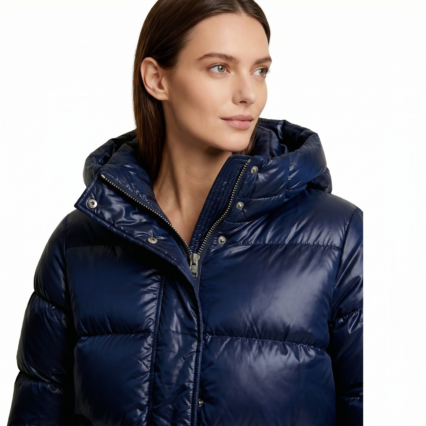 Piumino Trapuntato Lucido da Donna | Cappotto Corto con Cappuccio | Vestibilità Oversize