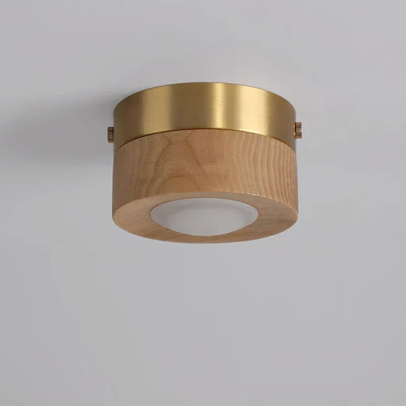 Plafoniera in legno di noce con faretto a LED
