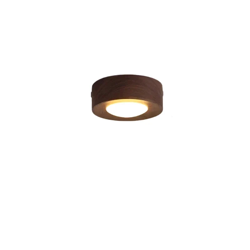 Plafoniera in legno di noce con faretto a LED