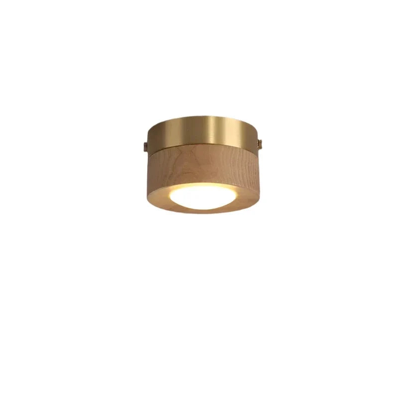 Plafoniera in legno di noce con faretto a LED