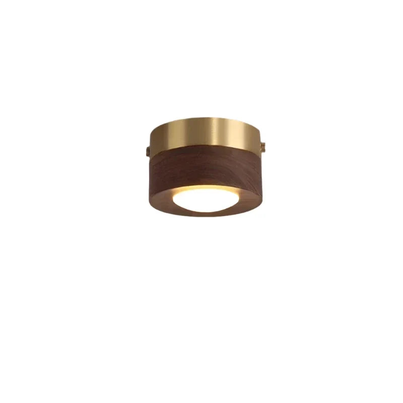 Plafoniera in legno di noce con faretto a LED