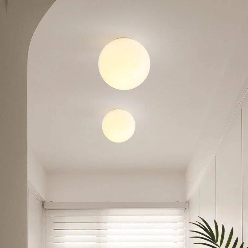 Plafoniera – Moderna lampada da soffitto rotonda in vetro e alluminio a luce soffusa