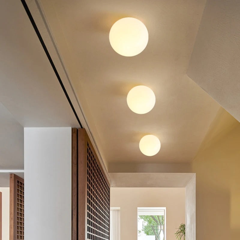 Plafoniera – Moderna lampada da soffitto rotonda in vetro e alluminio a luce soffusa