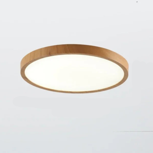 Plafoniera Rotonda Ultrasottile in Noce in Stile Moderno