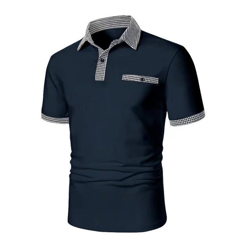 Polo da uomo a maniche corte con motivo pied de poule