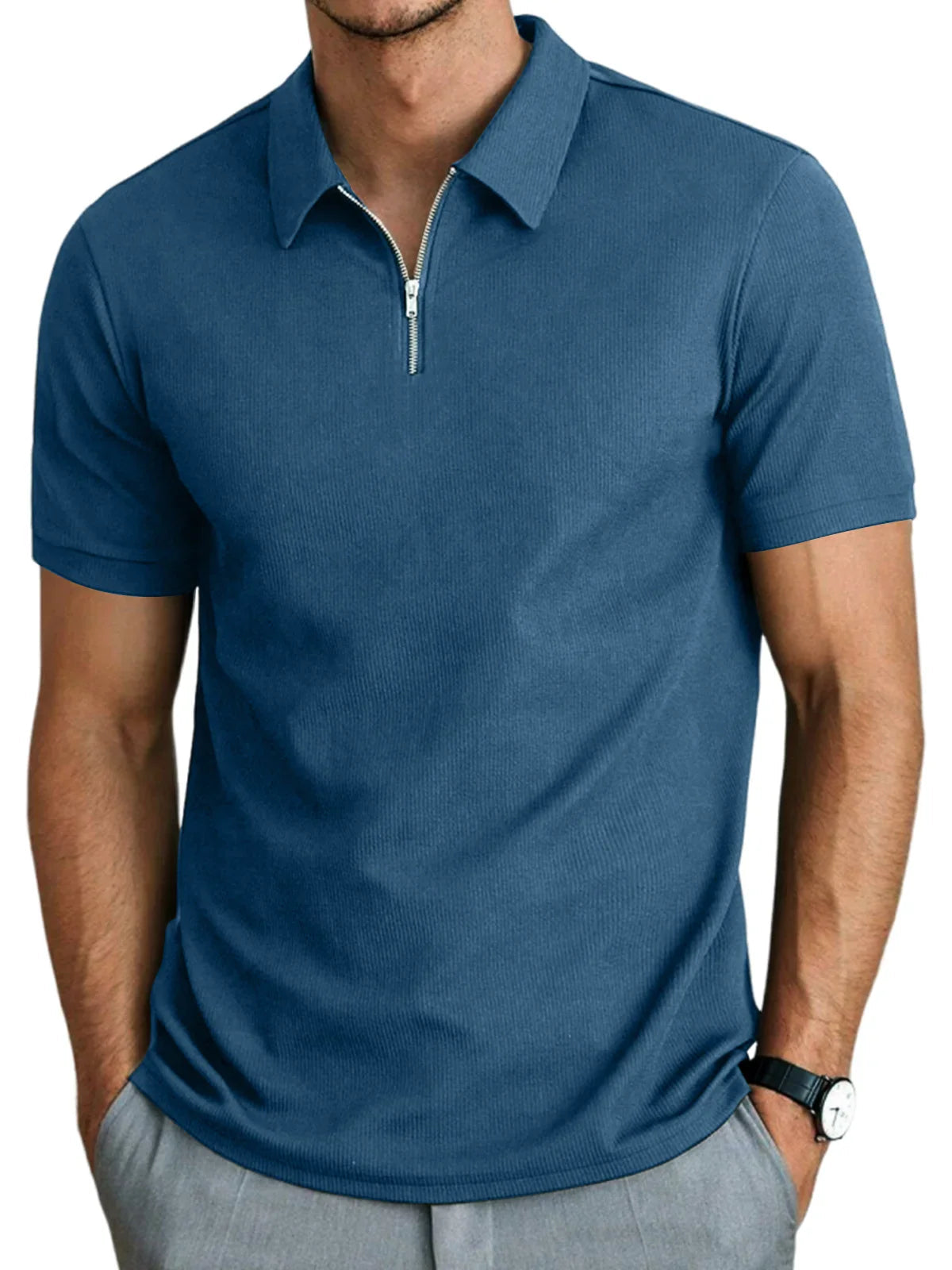 Polo da uomo a maniche corte con zip