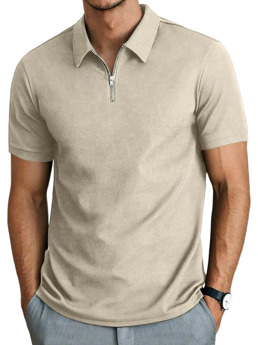 Polo da uomo a maniche corte con zip