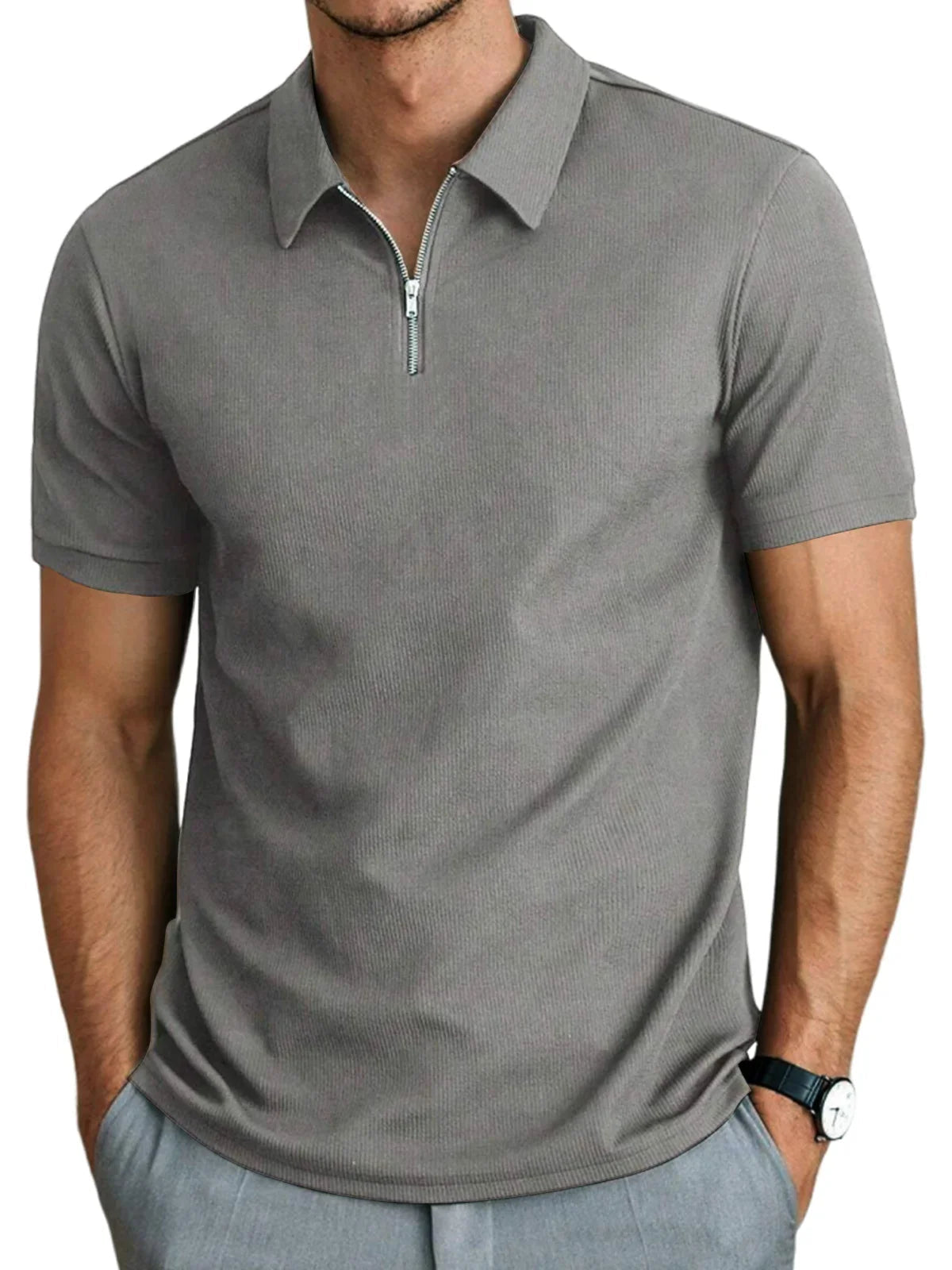 Polo da uomo a maniche corte con zip