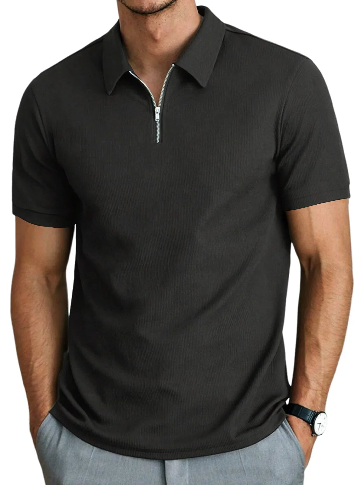 Polo da uomo a maniche corte con zip