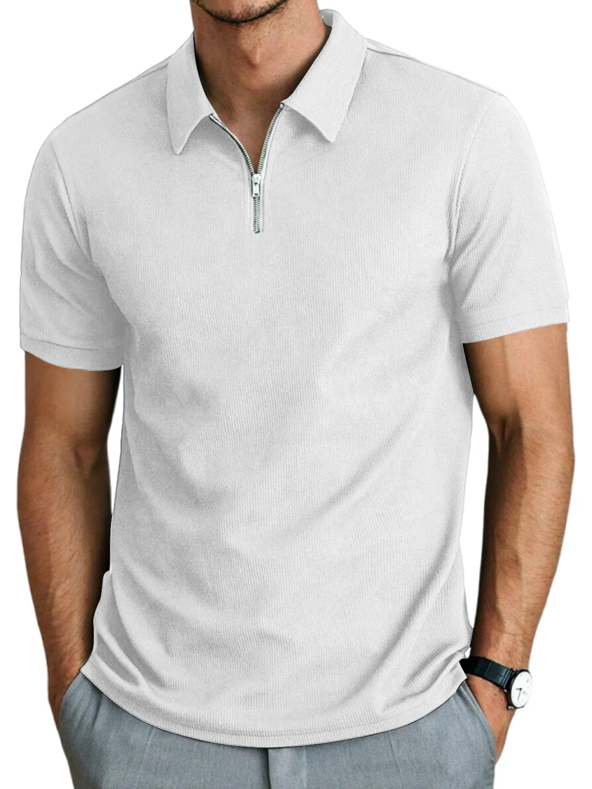 Polo da uomo a maniche corte con zip