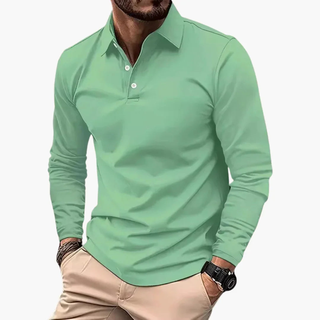 Polo da uomo a maniche lunghe in stile casual