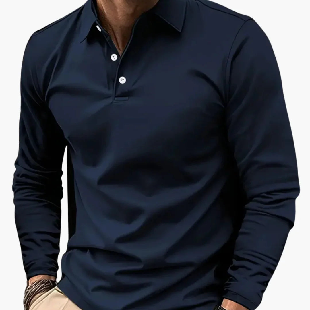 Polo da uomo a maniche lunghe in stile casual