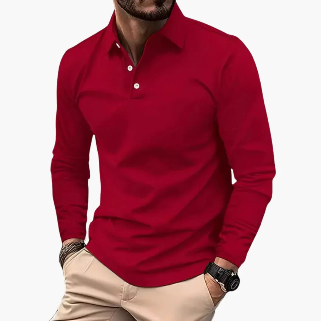 Polo da uomo a maniche lunghe in stile casual