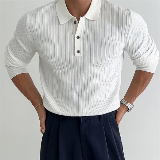 Polo da uomo a maniche lunghe slim fit