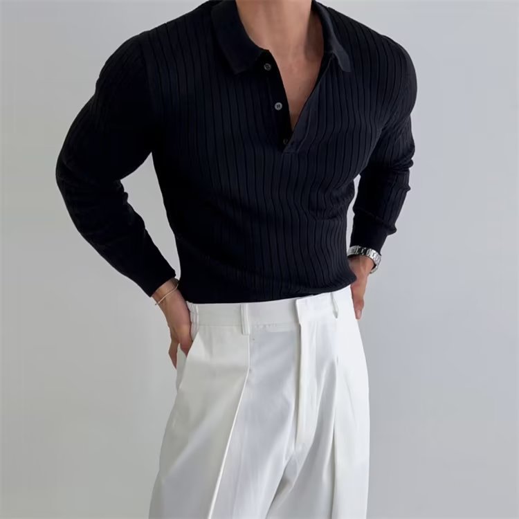 Polo da uomo a maniche lunghe slim fit