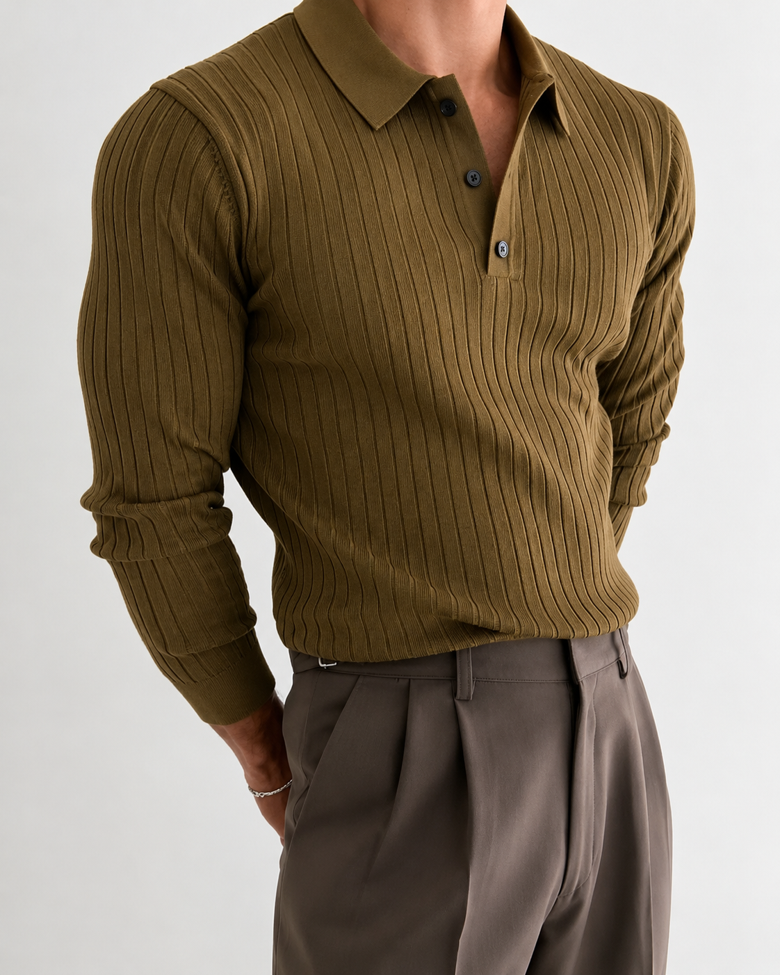 Polo da uomo a maniche lunghe slim fit