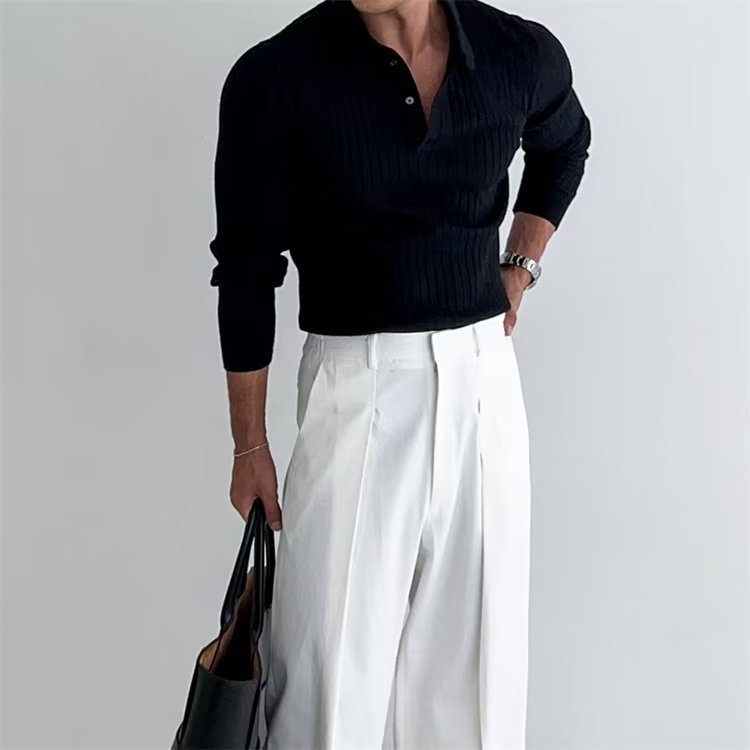 Polo da uomo a maniche lunghe slim fit
