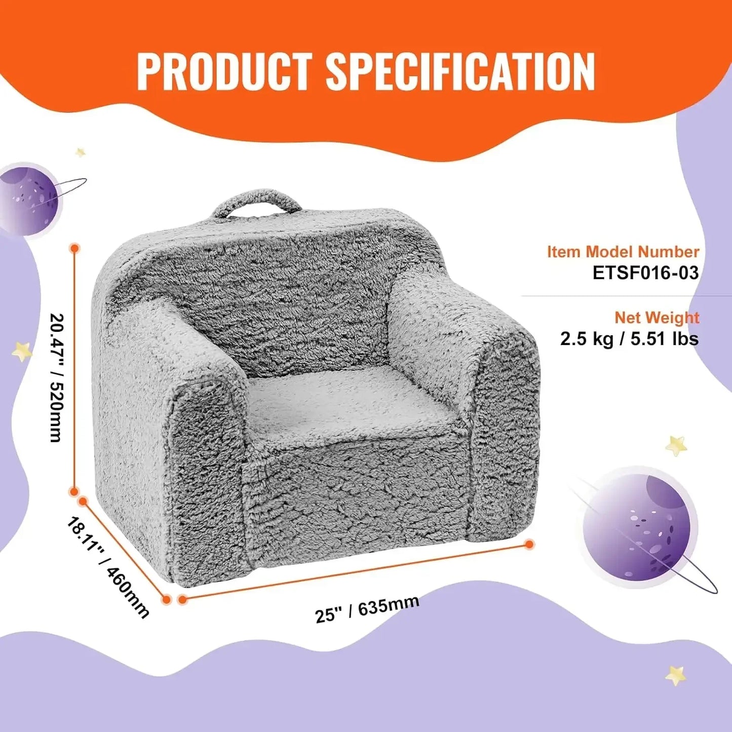 Poltroncina comoda per bambini e piccoli - Morbido fleece e supporto ad alta densità