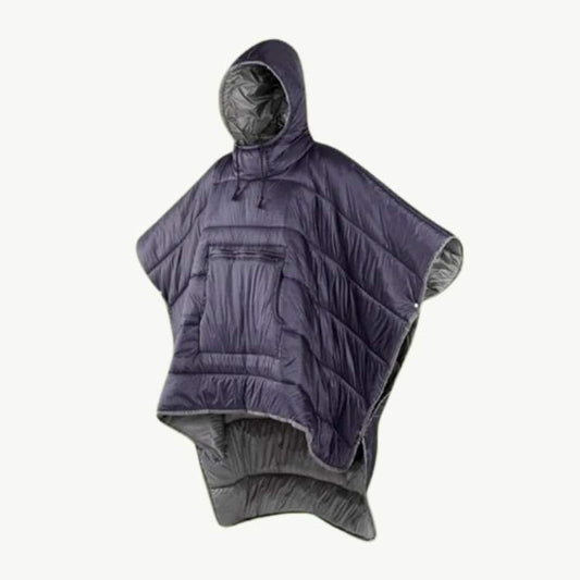 Poncho da esterno imbottito in pile