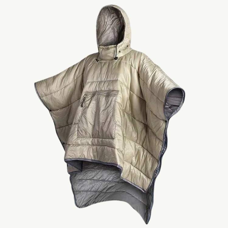 Poncho da esterno imbottito in pile