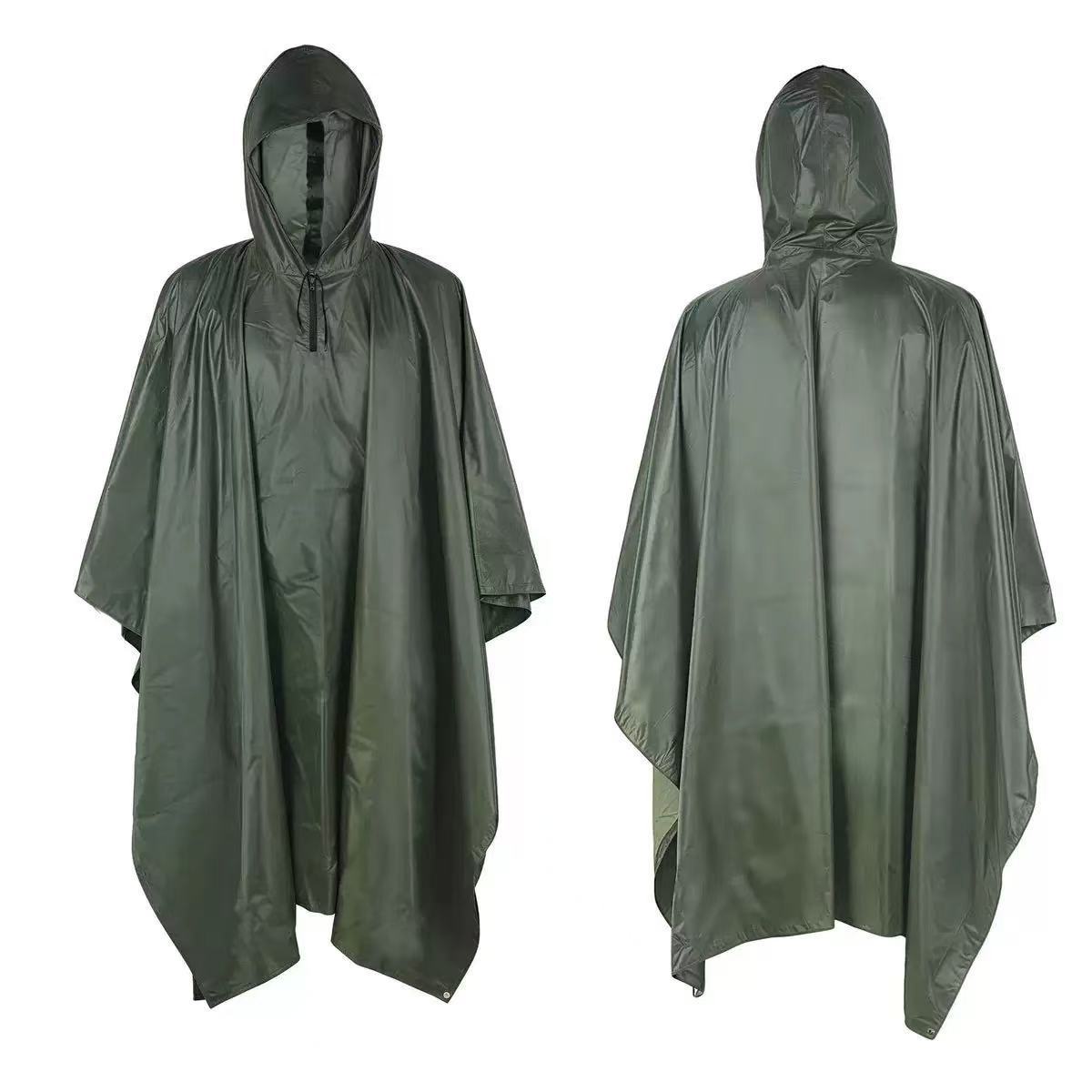 Poncho impermeabile con cappuccio in stile militare