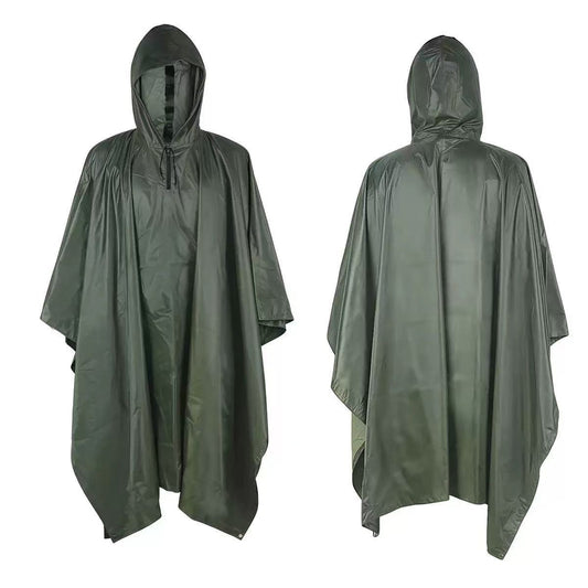 Poncho impermeabile con cappuccio in stile militare