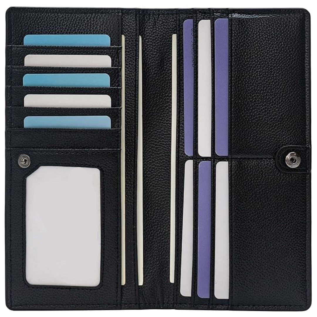 Portacarte sottile in pelle con protezione RFID, portafoglio ultrasottile