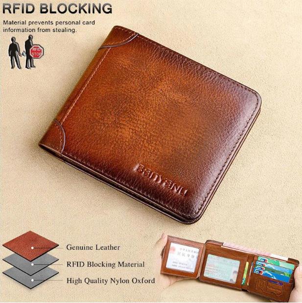 Portafoglio multifunzionale in pelle con protezione RFID