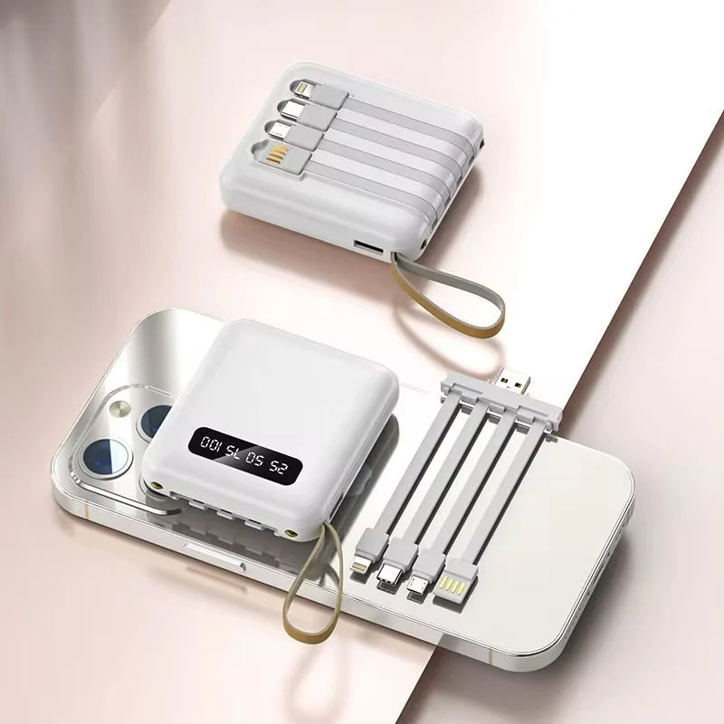 Power Bank 4-in-1 - Ricarica Rapida USB-C - 10000 e 20000 mAh - Nero, Bianco e Viola