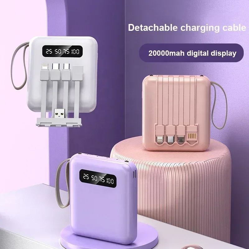 Power Bank 4-in-1 - Ricarica Rapida USB-C - 10000 e 20000 mAh - Nero, Bianco e Viola