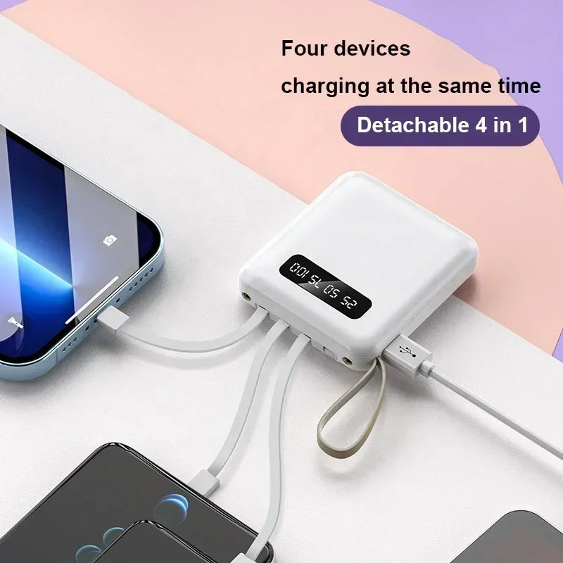 Power Bank 4-in-1 - Ricarica Rapida USB-C - 10000 e 20000 mAh - Nero, Bianco e Viola