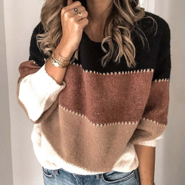 Pullover da Donna in Maglia a Righe - Vestibilità Comoda