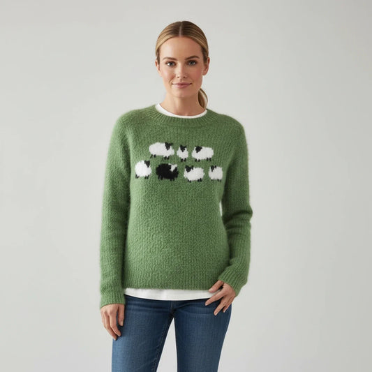 Pullover da Donna in Maglia con Grafica Pecora Nera