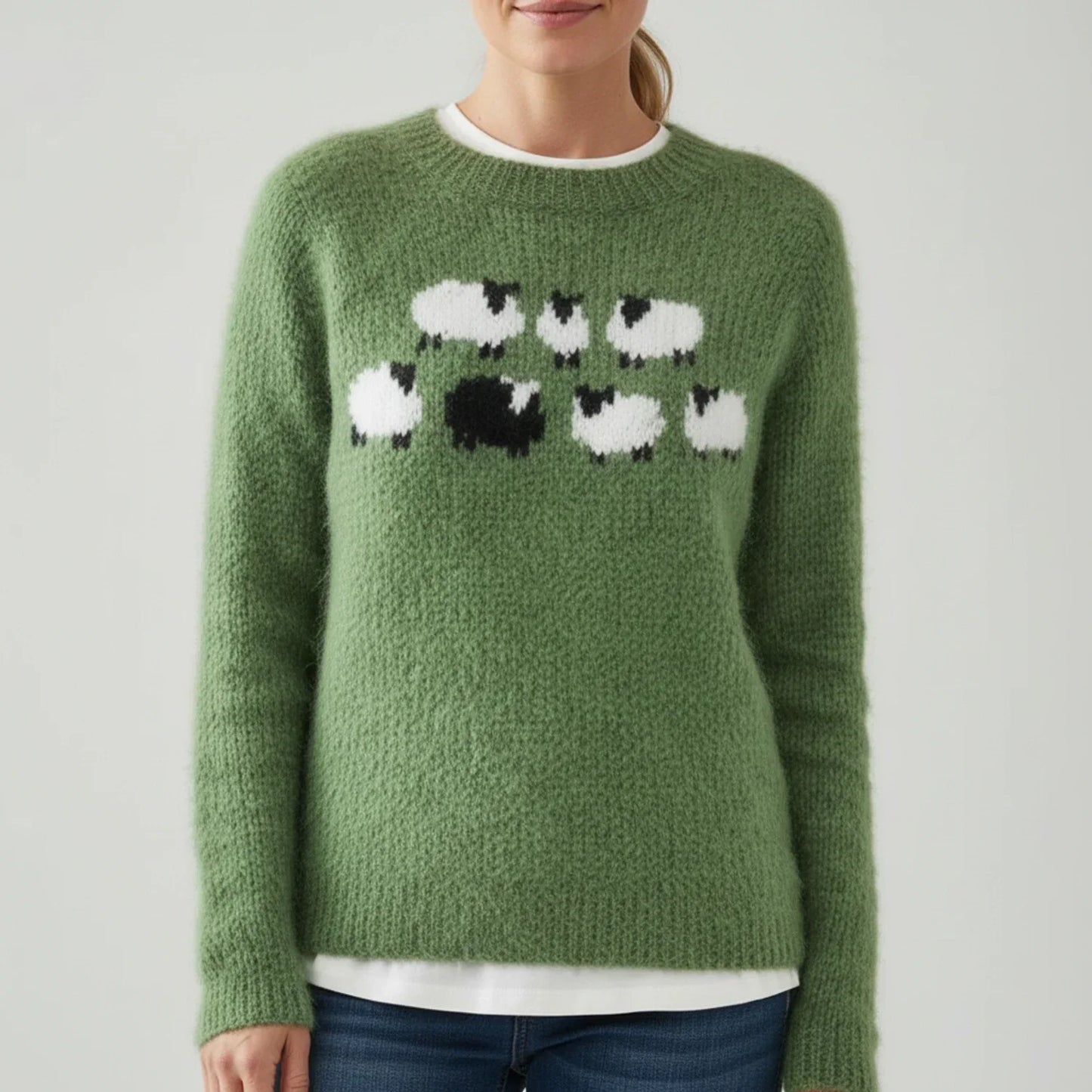 Pullover da Donna in Maglia con Grafica Pecora Nera