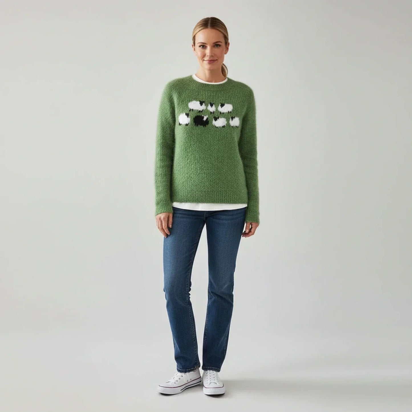 Pullover da Donna in Maglia con Grafica Pecora Nera
