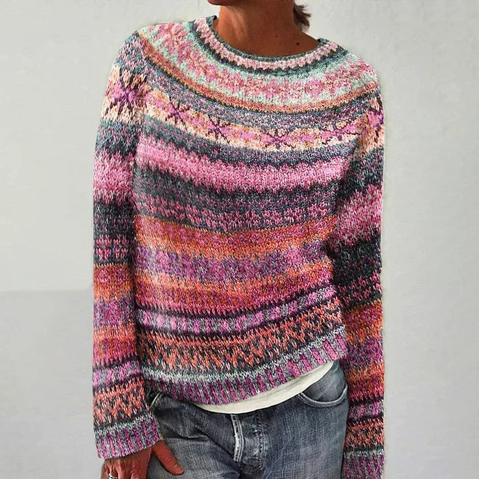 Pullover da donna in maglia con motivo Fair Isle