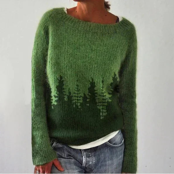 Pullover da Donna in Maglia Girocollo con Motivo Fair Isle