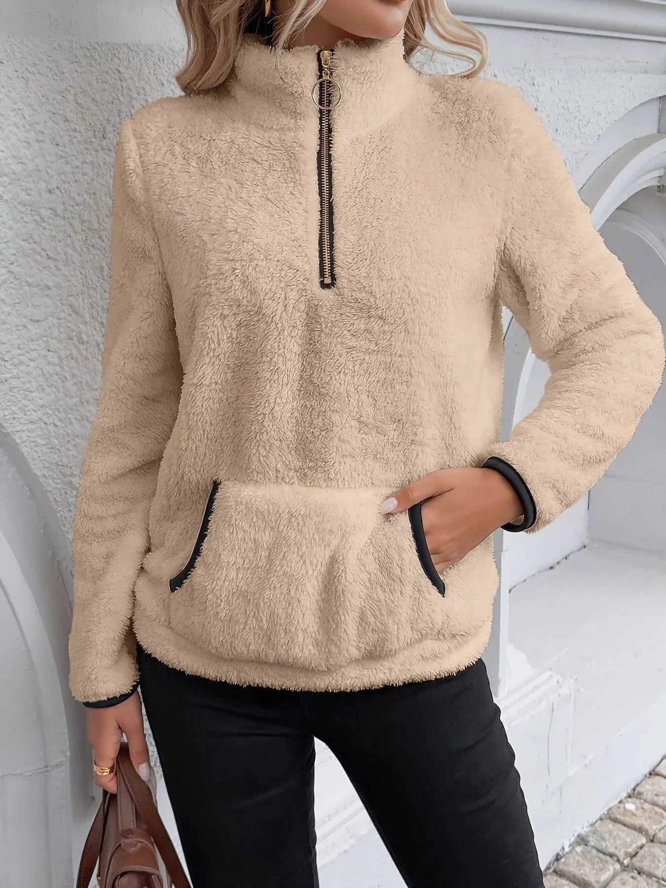 Pullover da Donna Peloso con Mezza Zip