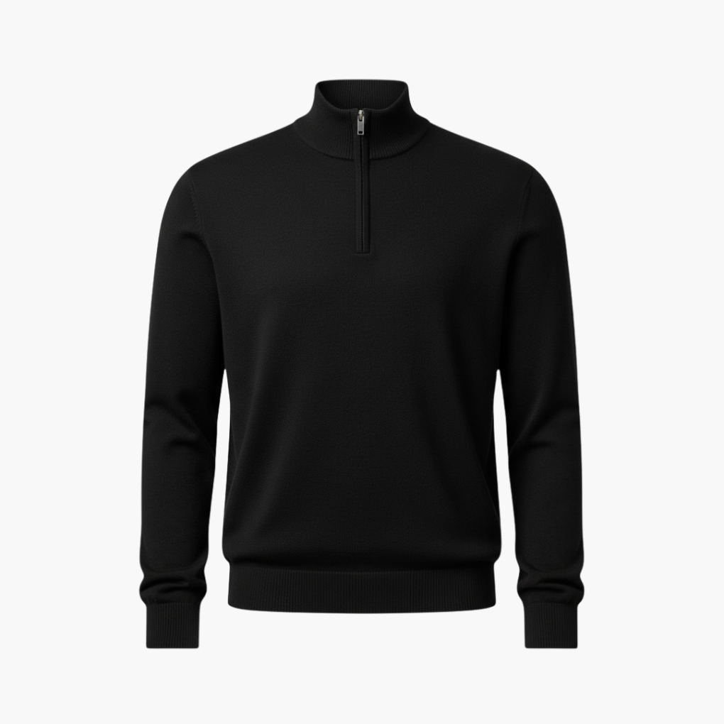 Pullover da Uomo con Mezza Zip e Bordo a Costine