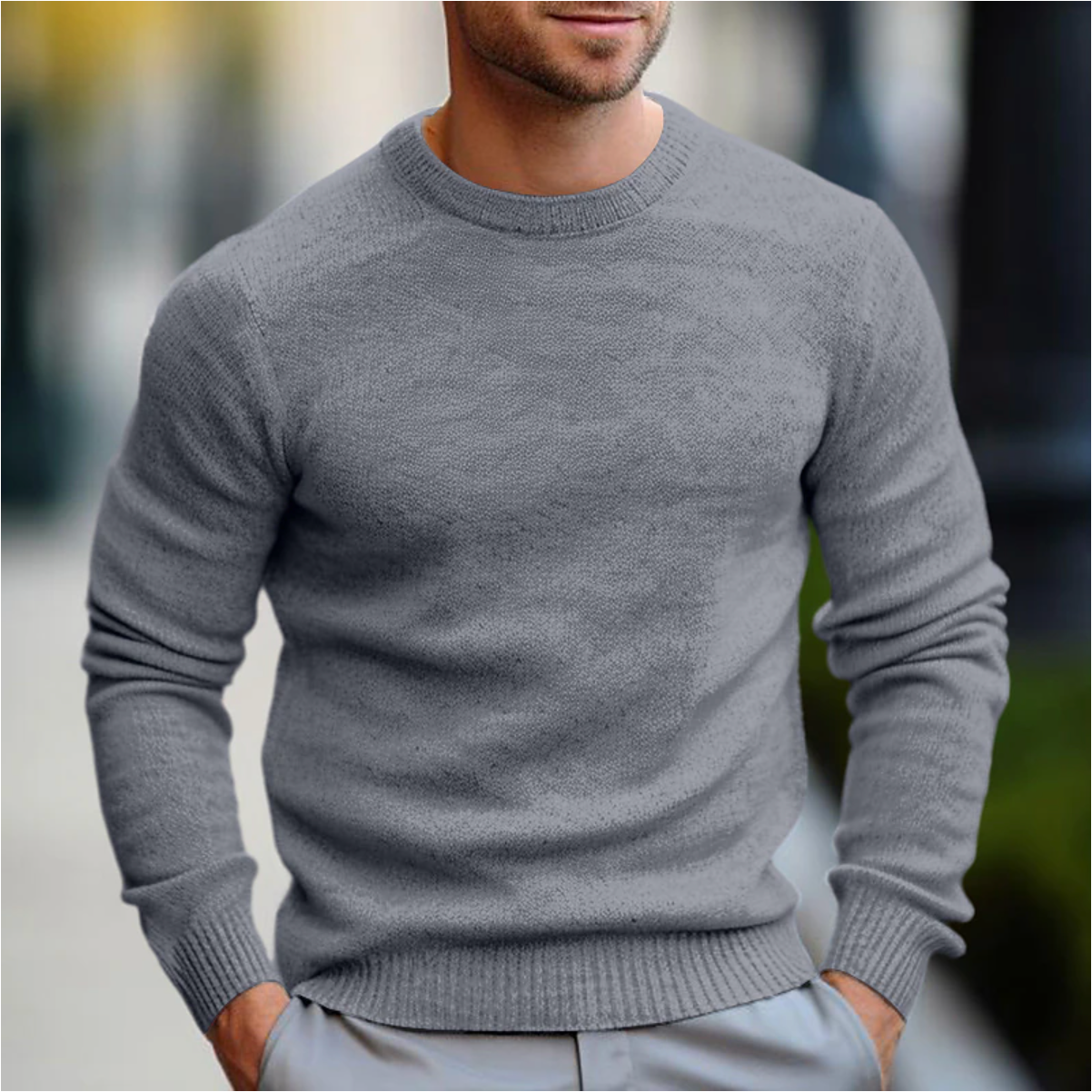 Pullover da Uomo in Maglia a Girocollo a Maniche Lunghe